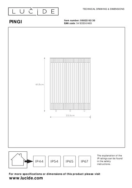 Lucide PINGI - Oplaadbare Vloerlamp Binnen/Buiten - Accu/Batterij - Ø 33,5 cm - LED 3 StepDim - 1x3W 3000K - IP44 - Zwart - technisch